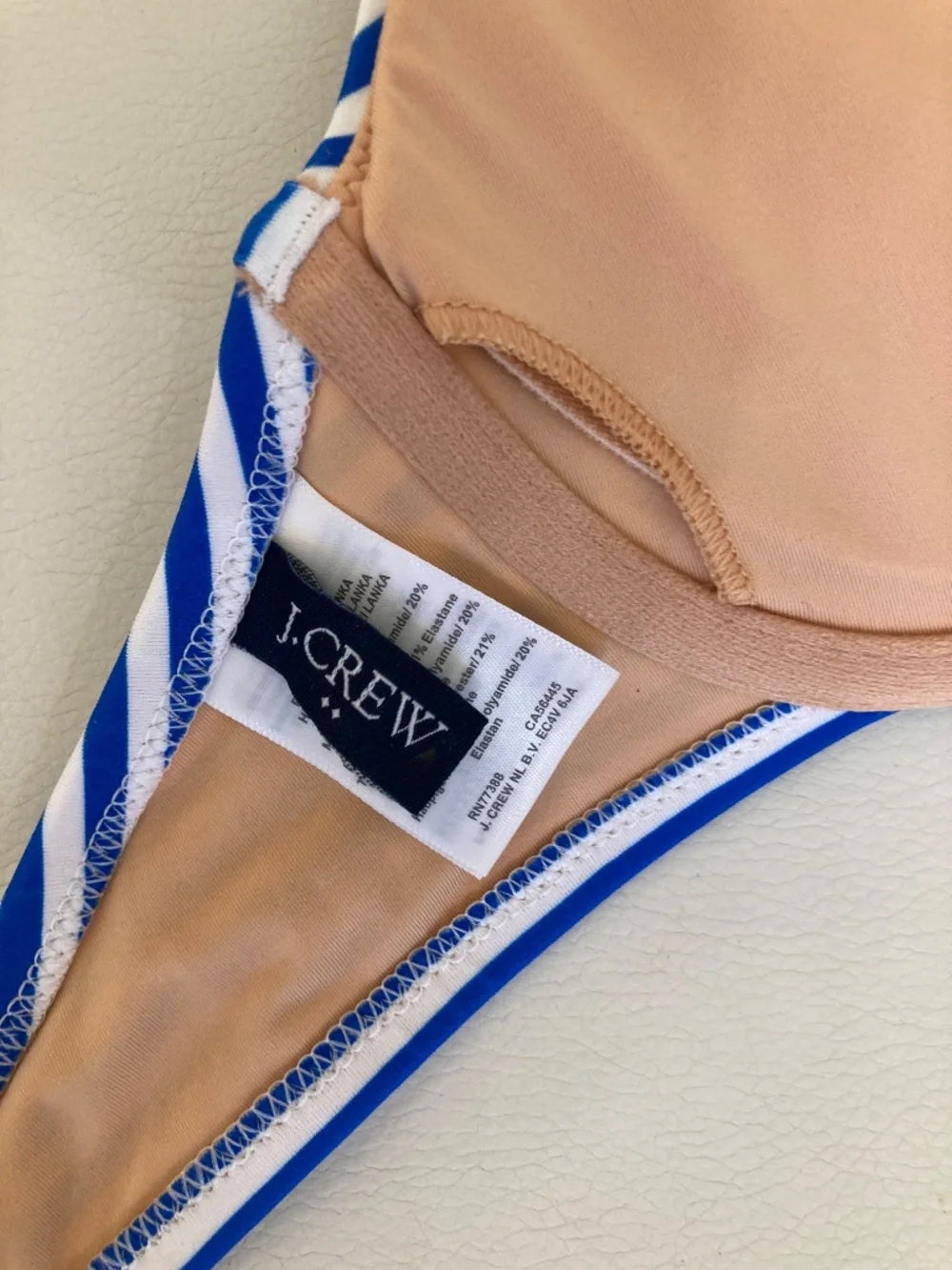 J. Crew Bathing Suit Top Blue White Striped Size 36A
